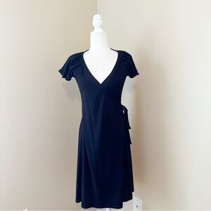 Susana Monaco Flutter Sleeve Black Wrap Dress - Small